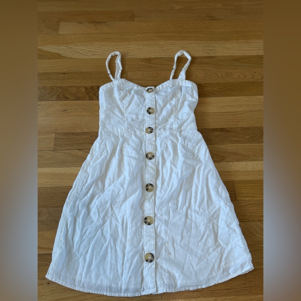 Abercrombie & Fitch White Linen Button Dress size XS summer dress - Picture 1 of 13
